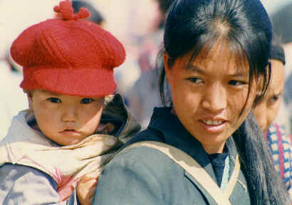 china hilltribe lady with baby, dali, yunan province, china  15.8 K